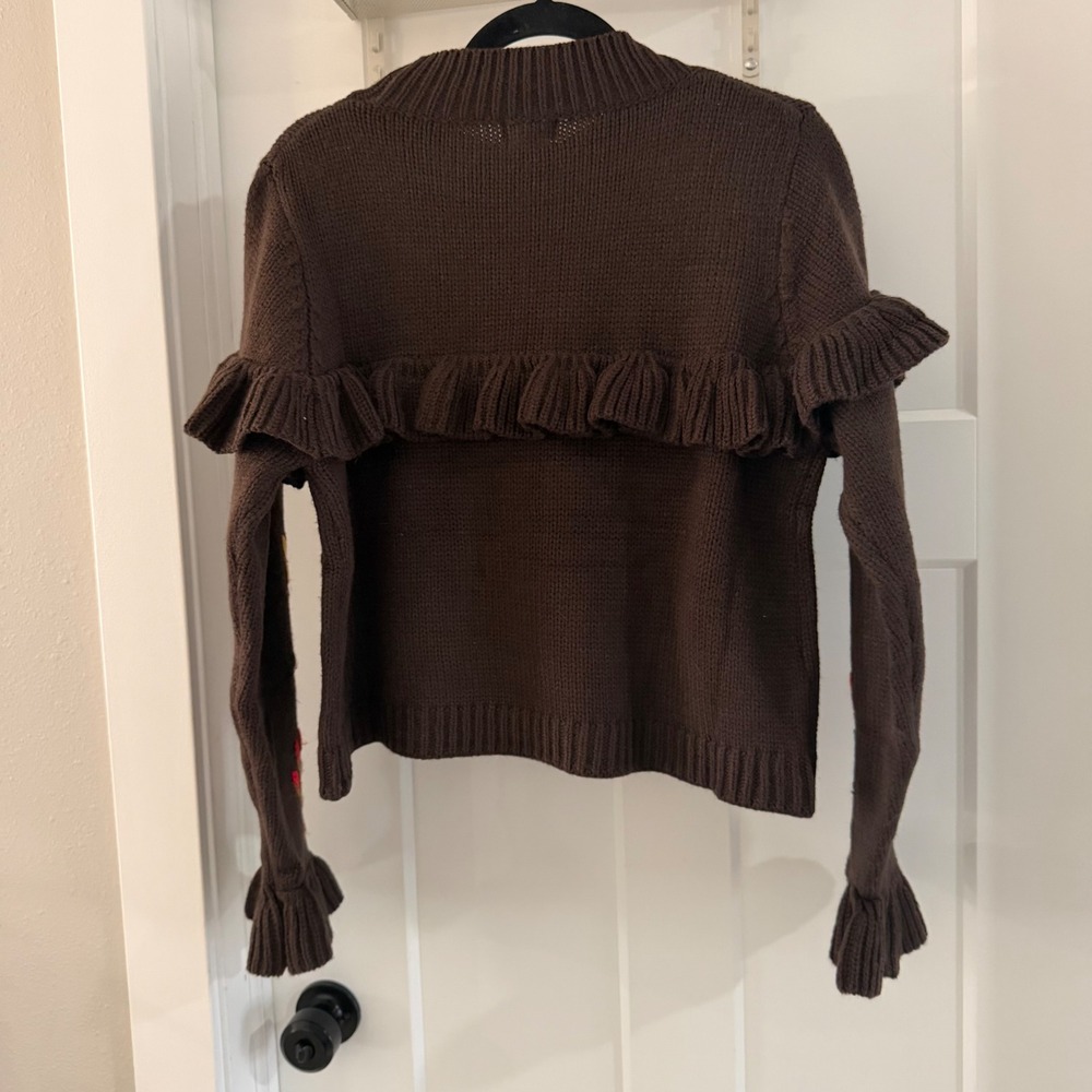 POL Brown Sweater with Floral Embroidery - Picture 3 of 5